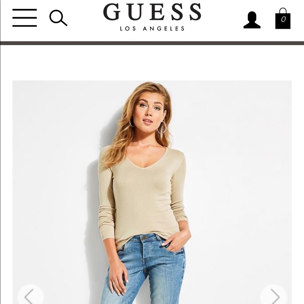 Guess Pink V-Neck Top/Sweater